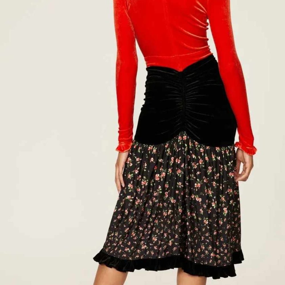 PACO RABANNE BLACK AND RED FLORAL DRESS